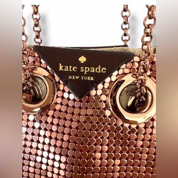 ‼️SOON‼️Kate Spade Owl Crossbody Bucket Bag – Rose Gold Mesh Chain | Rare - Picture 8 of 14